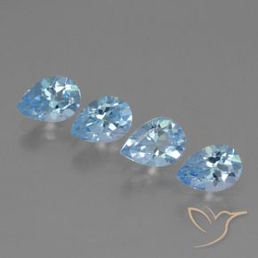 Gemas de Topacio Azul Cielo natural de 3.33 ct, En forma de pera, VVS-VS