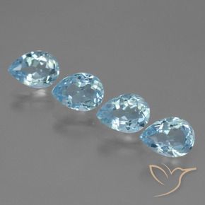 Gemas de Topacio Azul Cielo natural de 3.59 ct, En forma de pera, VVS-VS