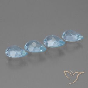 Gemas de Topacio Azul Cielo natural de 3.59 ct, En forma de pera, VVS-VS