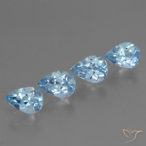 3.41ctw Natural Azul Suizo Topacio, En forma de pera, VVS-VS
