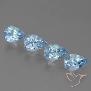 Gemas de Topacio Azul Suizo natural de 3.41 ct, En forma de pera, VVS-VS