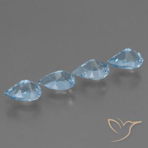 Gemas de Topacio Azul Suizo natural de 3.41 ct, En forma de pera, VVS-VS