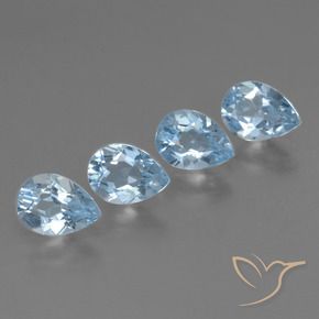 Gemas de Topacio Azul Cielo natural de 3.31 ct, En forma de pera, VVS-VS