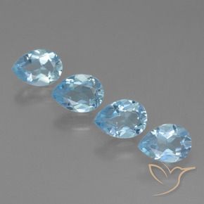 Gemas de Topacio Azul Suizo natural de 3.35 ct, En forma de pera, VVS-VS