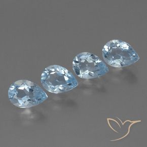 Gemas de Topacio Azul Cielo natural de 3.45 ct, En forma de pera, VVS-VS