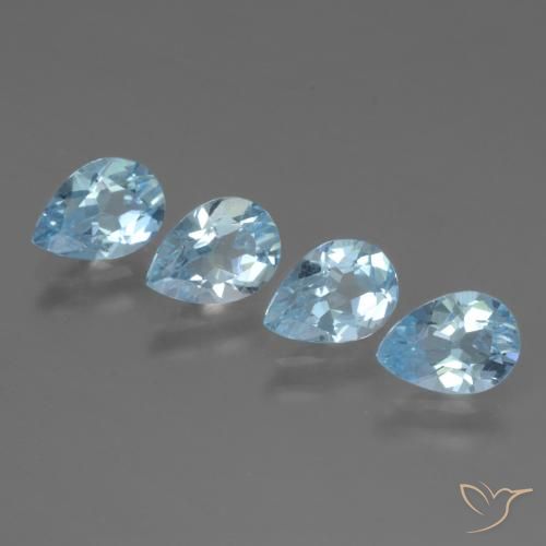 Gemas de Topacio Azul Suizo natural de 3.28 ct, En forma de pera, VVS-VS