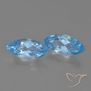 Gemas de Topacio Azul Suizo natural de 7.46 ct, Marquesa, VVS-VS