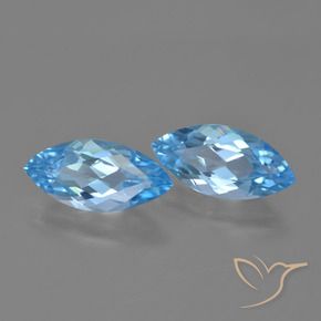 Gemas de Topacio Azul Suizo natural de 7.06 ct, Marquesa, VVS