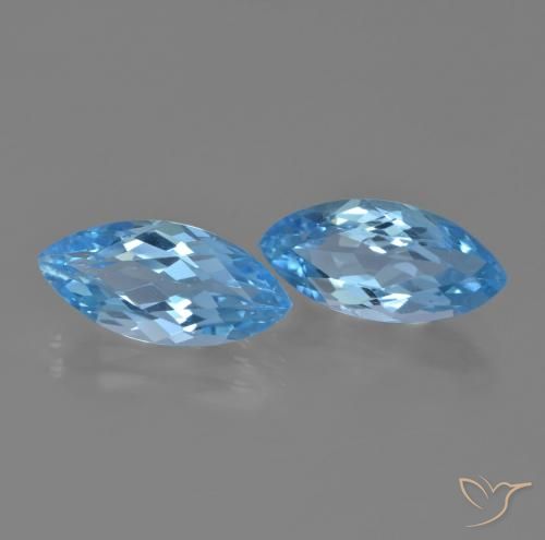 Gemas de Topacio Azul Suizo natural de 7.80 ct, Marquesa, VVS-VS