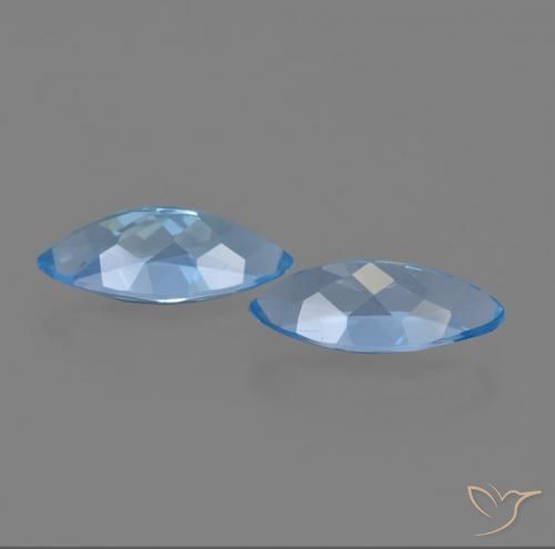 Gemas de Topacio Azul Suizo natural de 7.80 ct, Marquesa, VVS-VS
