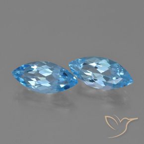 Gemas de Topacio Azul Suizo natural de 7.26 ct, Marquesa, VVS