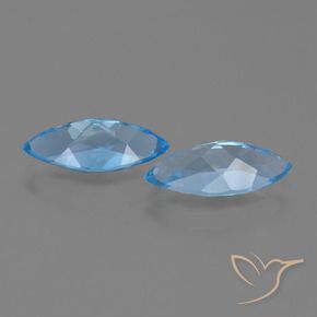 Gemas de Topacio Azul Suizo natural de 7.26 ct, Marquesa, VVS