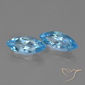 Gemas de Topacio Azul Suizo natural de 7.35 ct, Marquesa, VVS