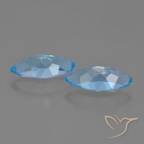 Gemas de Topacio Azul Suizo natural de 7.35 ct, Marquesa, VVS