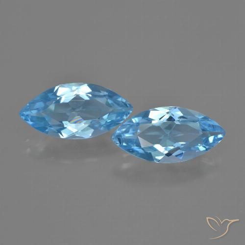 6.94ctw Natural Azul Suizo Topacio, Marquesa, VVS-VS