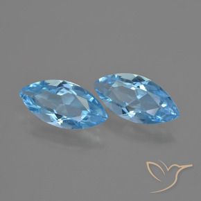 Gemas de Topacio Azul Suizo natural de 6.94 ct, Marquesa, VVS-VS
