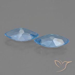 Gemas de Topacio Azul Suizo natural de 6.94 ct, Marquesa, VVS-VS
