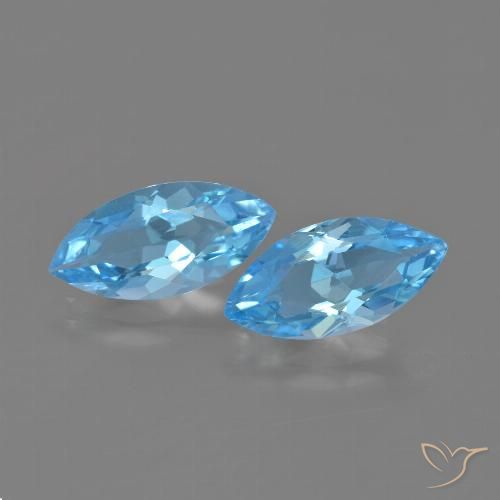 7.06ctw Natural Azul Suizo Topacio, Marquesa, VVS-VS