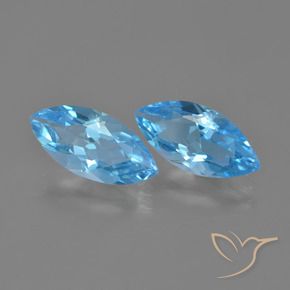 Gemas de Topacio Azul Suizo natural de 7.06 ct, Marquesa, VVS-VS