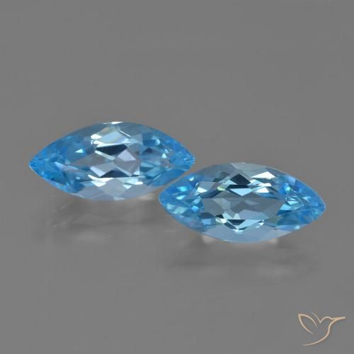 7.54ctw Natural Azul Suizo Topacio, Marquesa, VVS-VS