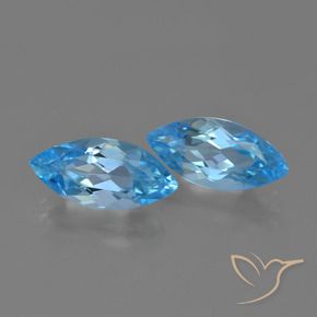 Gemas de Topacio Azul Suizo natural de 7.54 ct, Marquesa, VVS-VS