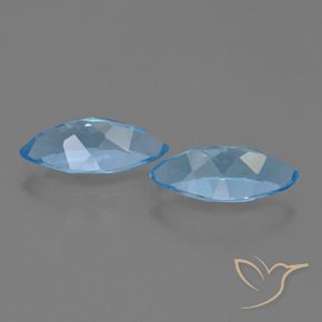 Gemas de Topacio Azul Suizo natural de 7.54 ct, Marquesa, VVS-VS