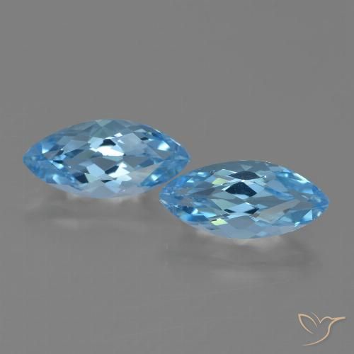 7.63ctw Natural Azul Suizo Topacio, Marquesa, VVS-VS