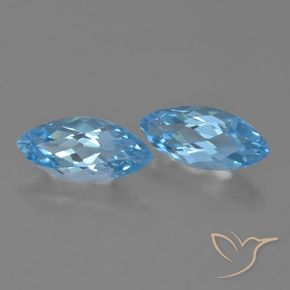 Gemas de Topacio Azul Suizo natural de 7.63 ct, Marquesa, VVS-VS