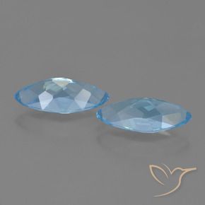 Gemas de Topacio Azul Suizo natural de 7.63 ct, Marquesa, VVS-VS