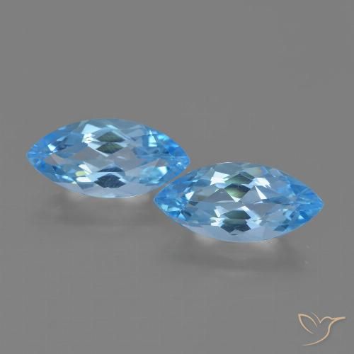 7.66ctw Natural Azul Suizo Topacio, Marquesa, VVS