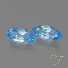 Gemas de Topacio Azul Suizo natural de 7.66 ct, Marquesa, VVS