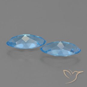 Gemas de Topacio Azul Suizo natural de 7.66 ct, Marquesa, VVS