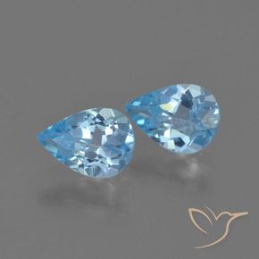 Gemas de Topacio Azul Cielo natural de 1.36 ct, En forma de pera, VS