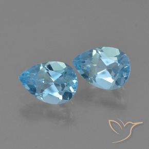 Gemas de Topacio Azul Suizo natural de 1.75 ct, En forma de pera, VS