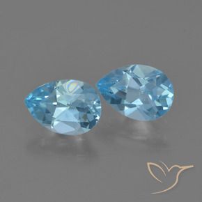 Gemas de Topacio Azul Cielo natural de 1.57 ct, En forma de pera, VS