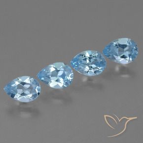 Gemas de Topacio Azul Cielo natural de 3.15 ct, En forma de pera, VVS-VS