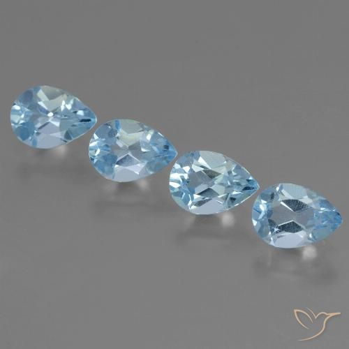 3.35ctw Natural Azul Cielo Topacio, En forma de pera, VVS-VS