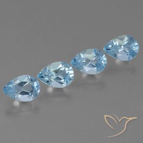 Gemas de Topacio Azul Cielo natural de 3.35 ct, En forma de pera, VVS-VS