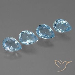Gemas de Topacio Azul Cielo natural de 3.69 ct, En forma de pera, VVS-VS