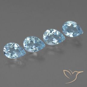 Gemas de Topacio Azul Cielo natural de 3.28 ct, En forma de pera, VVS-VS