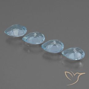 Gemas de Topacio Azul Cielo natural de 3.28 ct, En forma de pera, VVS-VS