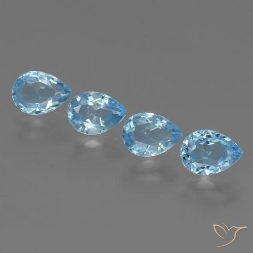 3.53ctw Natural Azul Suizo Topacio, En forma de pera, VVS-VS