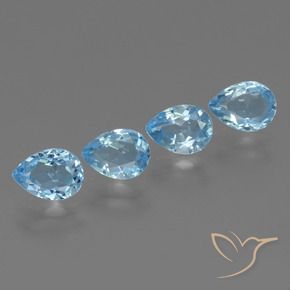 Gemas de Topacio Azul Suizo natural de 3.53 ct, En forma de pera, VVS-VS