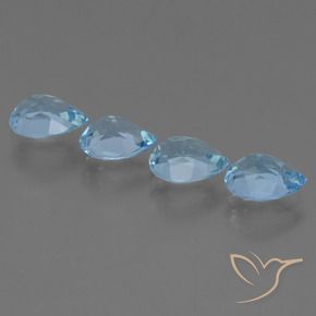 Gemas de Topacio Azul Suizo natural de 3.53 ct, En forma de pera, VVS-VS