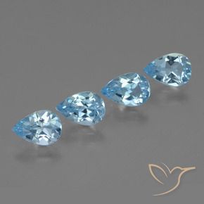 Gemas de Topacio Azul Cielo natural de 3.11 ct, En forma de pera, VVS-VS