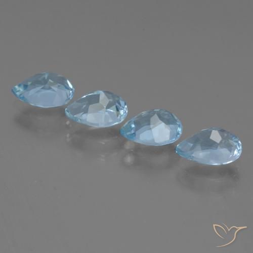 Gemas de Topacio Azul Cielo natural de 3.70 ct, En forma de pera, VVS-VS