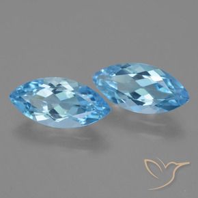 Gemas de Topacio Azul Suizo natural de 7.26 ct, Marquesa, VS