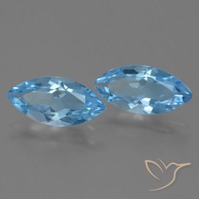 Gemas de Topacio Azul Suizo natural de 7.10 ct, Marquesa, VS