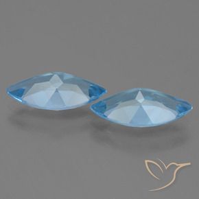 Gemas de Topacio Azul Suizo natural de 7.10 ct, Marquesa, VS