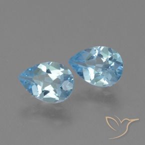 Gemas de Topacio Azul Suizo natural de 1.65 ct, En forma de pera, VS